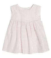 [Bonpoint] Bonpoint Armonie checked cotton and linen top Y 10 pink