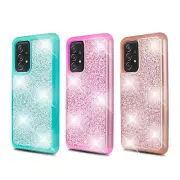 For Samsung A02S A12 A52 A72 5G Glitter Shockproof Hybrid Bling Case + Screen