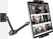 Metal Tablet Wall Mount Holder with 360° Adjustable Foldable Arm, for iPad Pro Air Mini | Galaxy Tab | Kindle Fire | Switch | 4-12.9" Device, for Kitchen Cabinet | Home | Desk | Under Counter | Office