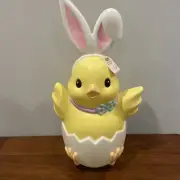 Easter Blow Mold Chick In Egg W/ Bunny Ears Cracker Barrel Light Up 24 IN New