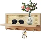 Coat Hooks Wall Mounted - Rustic Wood Coat Rack Wall Mount Shelf | Decorative Coat Hook Rack, Furniture Bookcase Decor Storage Organizer Shelf for Bedroom Kitchen Bathroom Living Room
