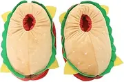 [Pattistore] Plush Hamburger Cheeseburger Slippers Food Shaped Home Warm Shoes Yellow