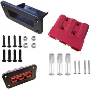 1Set Red 3Pin 50Amp Anderson Plug &Flush Mount Holder,Electric Forklift Charging
