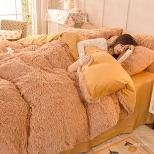 法蘭絨長毛珊瑚絨床包組 冬季床包四件組 加厚水貂絨 單人雙人加大 床包 床單 被套毯 被單 枕頭套 親膚