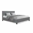 New VANKE Double Size Bed Frame Base Fabric Headboard Wooden Mattress