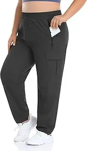 ZERDOCEAN Women's Plus Size Outdoor Active Hiking Pants Lightweight Quick Dry Athletic Pants Zipper Pockets