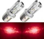 LED 50W BA20d Red Two Bulbs Head Light Off Road Replacement Lamp JDM Style