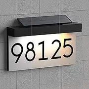House Numbers Address Plaques For Houses Solar Powered Adjustable Solar Panel, 3 Lighting Colors Lighted House Numbers Address Sign, Address Sign For Outside Waterproof