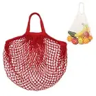 1-Pack Reusable Washable Mesh Net String Grocery Bags [Red,Short Handle]