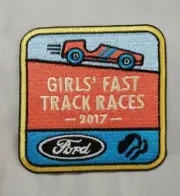 (New) 2017 FORD GIRL SCOUT GIRLS' FAST TRACK RACES PATCH IRON ON Rare PATCH