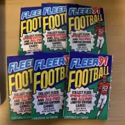 (6) 1991 Fleer Football Un-opened Factory Sealed Wax Packs. 14 Cards Per Pack