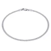 10K White Gold Solid 2.7mm Miami Cuban Link Chain Bracelet Mens Womens - 7"