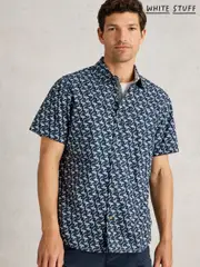White Stuff Blue Finsbury Koi Printed Cotton Shirt (W30895) | $104