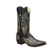 Corral Men's Black Silver Inlay Embroidered Wing Cross Snip Toe Boot A1966