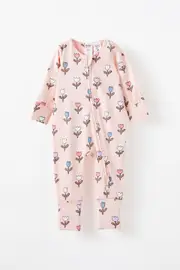 [Cotton On Kids] Cotton On Kids - The Long Sleeve Zip Romper - Pink pearl/tahlia tulip NEWBRN PINK PEARL/TAHLIA TULIP