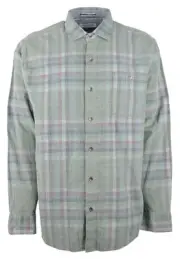 Tommy Bahama Men's Big & Tall Coastline Corduroy Verde Plaid Shirt 2XB Trout