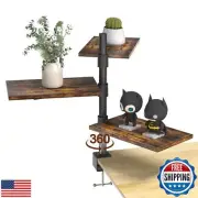 PawsWhirl 3 Tier Clamp On Desk Shelf - Over Or Under Table Clamp Shelf,360° R