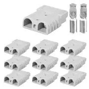 10pcs Anderson Style Plug Connectors DC 50A 12-24V 6AWG Double Pole with Copper Contact Power C gray