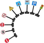 Generic 1 Set Traffic Signs Playset for with Traffic Light and Road Construction Signs for Interactive Learning and Realistic Play Scenarios
