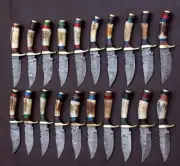 LOT OF 100 HANDMADE DAMASCUS SKINNER KNIFE 6 INCHES STAG HORN HANDLE WITH SHEATH