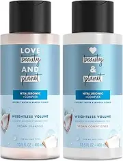 Love Beauty and Planet Volume and Bounty Thickening Coconut Water & Mimosa Flower Shampoo and Conditioner, 2 count Paraben Free, Silicone Free, and Vegan 13.5 oz