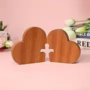 Anywin Valentine Day 2PCS Heart Shaped Wooden Decor Nature Wood Hearts Craft with Cross Design,Creative Gifts for Valentine,Inspirational,Religious,Christian Gifts for Women Friends Girls