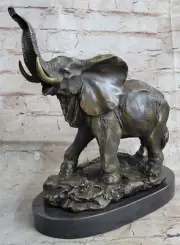 Signed Bugatti Laughing Elephant Symbol of Luck Bronze Sculpture Statue Figure