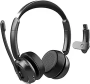 SANOTO Wireless Earphones with Mic, Bluetooth Headset with AI Noise Cancelling Headphone Technology, 40 Hours Talk Time with Single/Dual Ears, for Office/Home/Meeting