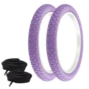 2 PRO+ BICYCLE WIRE BEAD TIRE 18" X 2.125 PURPLE COMP III W/ HEAVYDUTY TUBES.