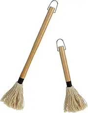2-Pack Basting Mop Grill Oil Brush Tools Set Outdoor Grill Accessories Sturdy Wood Handle