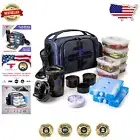 Purple Insulated Meal Prep Lunch Bag - 6 Containers, Shaker Cup & Shoulder Strap
