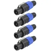 4 Pcs 2-Pole NL4 SpeakON Female Audio Speaker Cable Adapter Twist Connector Blue