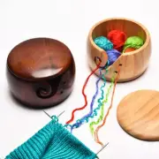 Wood Fracking Fractal Burning Yarn Storage Bowl with Spiral Yarn Design