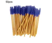 50Pcs Disposable Mascara Wands Eyelash Brushes Applicator Makeup Tool Portable Golden + Dark Purple