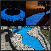 NAMTSO Glow in The Dark Rocks Outdoor, 500pcs Blue Glow Rocks for Outdoor Dec...