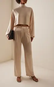 [LAPOINTE] Pleated Satin Tapered Pants