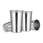 Premium Stainless Steel Cups 16 Oz Pint Cup Tumbler (8 Pack) - Stackable Durable Cup silver