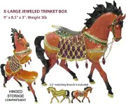 X-Large Horse Jeweled Trinket Box with Austrian Crystals, Brown