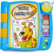 Talking Activity Book for 2 Years Old & Up - Sound Book with 5 Learning Activities Including Letters, Numbers, Quiz Game & Memory Match - Interactive Books for Babies with Fun Sound and Melodies