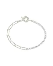 Sterling Forever Rhodium Plated CZ Paperclip Chain Bracelet
