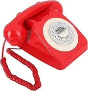 Vintage Antique Telephone, Retro Rotary Dial Design with Mechanical Copper Bell, ABS Material, Red Color, for Home Office Decoration