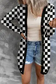 Plaid Button-Up Long Sleeve Top