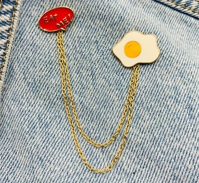 New Enamel Pin Egg Saying Necklace Metal Plug Gift Birthday 1 Piece