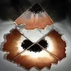 Handmade Geode Design With Black Crystals Resin Coaster Set Of 4