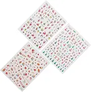 Mikinona 3 Pack Christmas Nail Art Stickers Self-Adhesive Decorative Decals Xmas Nail Decals Delicate Design