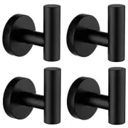 J-Hook Robe/Towel Hook in Stainless Steel Matte Black (4 Pack)