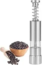 Manual Pepper Mill,Press Type Salt Pepper Shakers Stainless Steel - Built-in Spring Portable Outdoor Grinding Machine, Camping Supplies for Seasoning