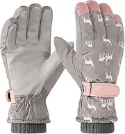 [YRTUOP] Ski Gloves | Waterproof Winter Gloves - Elk Pattern Thermal Ski Gloves, Touchscreen Snowmobile Mittens, Warm Winter Gloves, Thick Snow Gloves for Cold Weather Snowboarding & Skiing