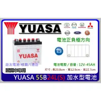 在飛比找蝦皮購物優惠-+桃園電池-銓友電池 YUASA 55B24LS 加水保養型