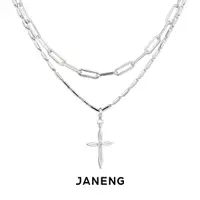 在飛比找樂天市場購物網優惠-JANENG追岸 925純銀雙鏈十字架組合可拆卸項鏈中性男女
